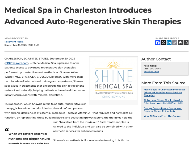 Shine Medical Spa provides auto-regenerative skin therapies to activate growth factors and enhance skin health.
